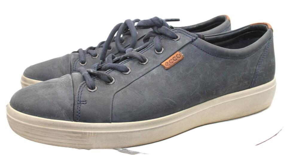 ECCO Shoes Mens Size 13 Navy Blue Leather Casual Lace Up Soft Comfort Sneakers